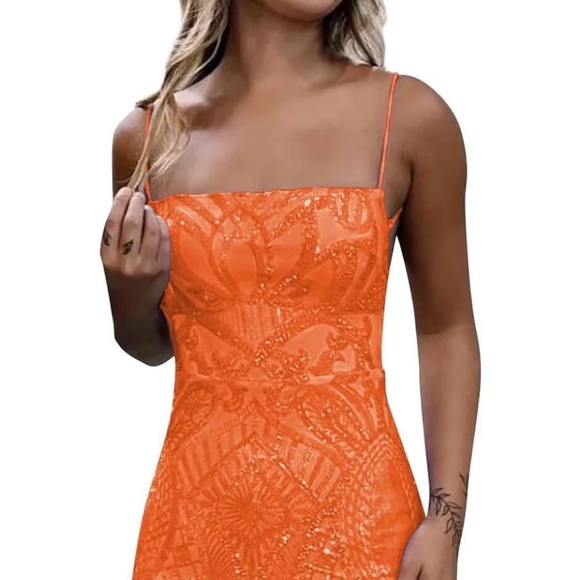 Dresses & Skirts - Orange Sequin Mini Dress